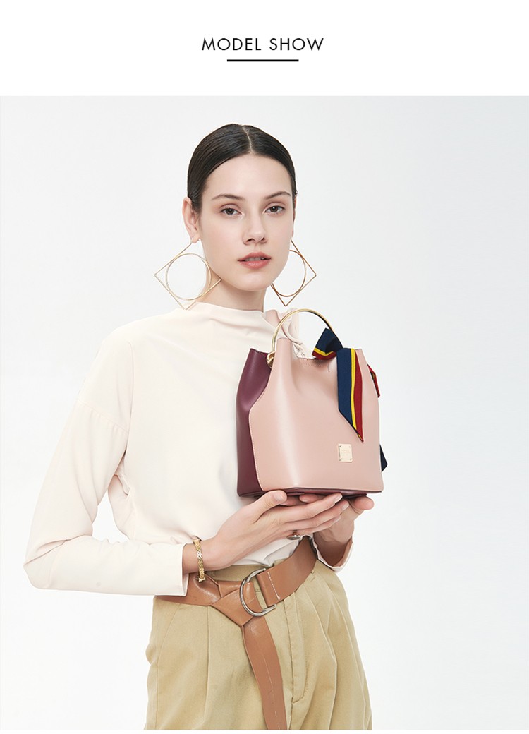 2019年秋季新款单肩包包女包个性水桶包网红风手提包小包单肩斜挎包牛皮包包丝巾包